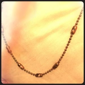 Copper Plated Beaded Chain Handmade Necklace 29”L